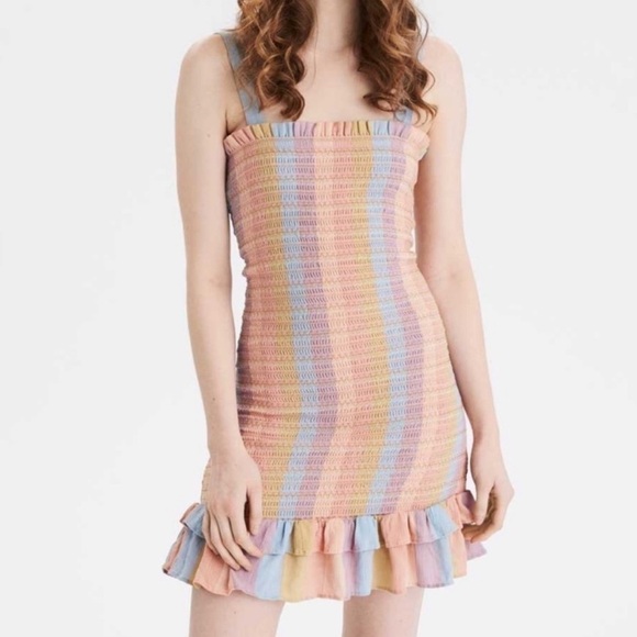 American Eagle Smocked Bodycon Mini Dress Medium - Picture 12 of 12